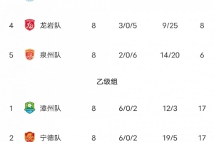 闽超最终积分榜:福州决赛击败厦门夺冠!厦门排名第二 平潭垫底